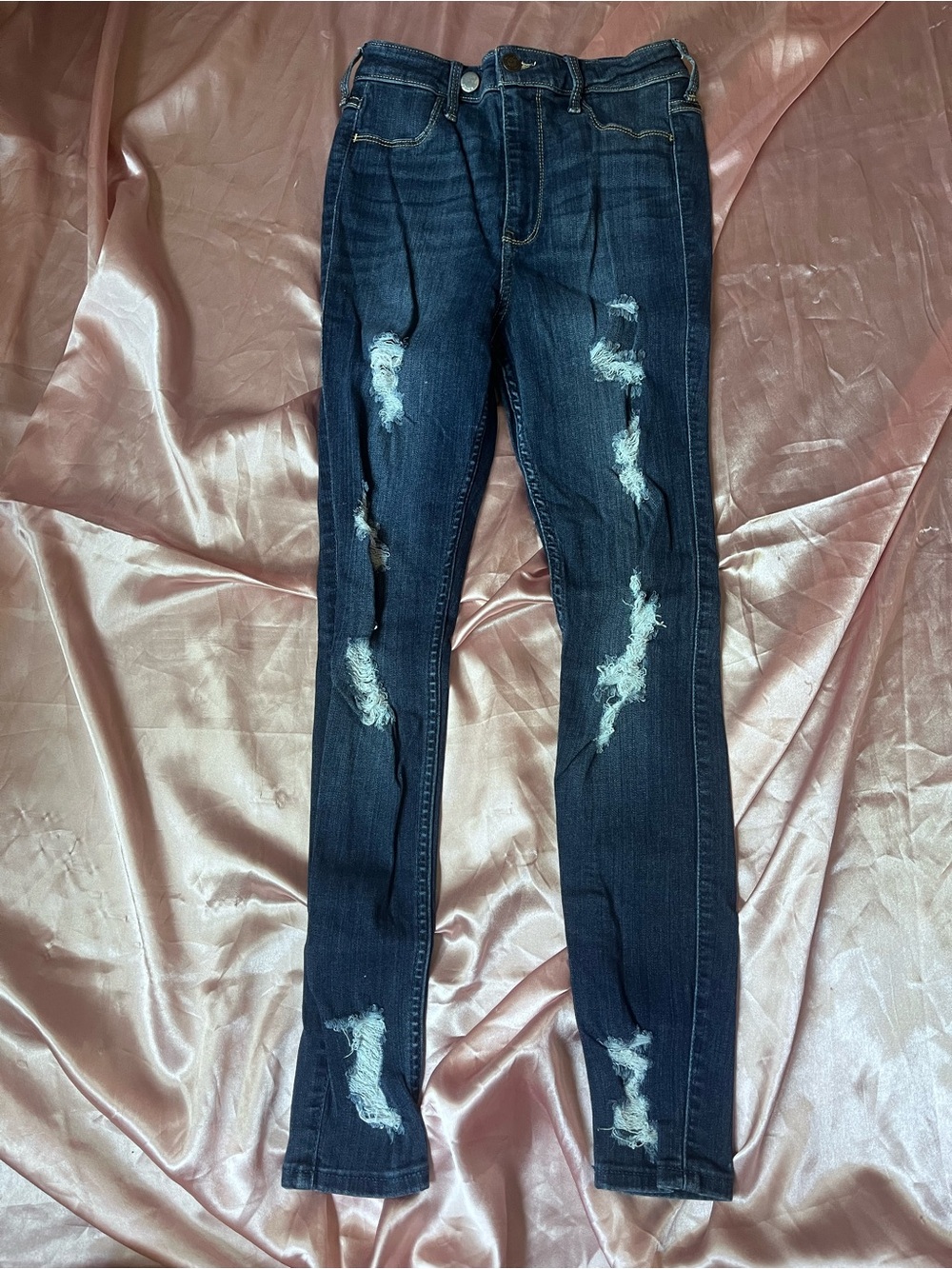 Hollister Dark Blue Skinny Ripped Jeans